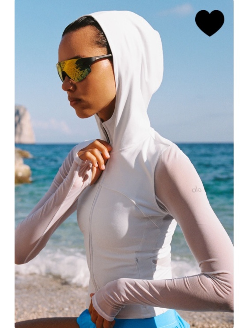ALO Yoga Softsculpt Superset Full Zip Jacket S Small Whit Hooded MeshNWT